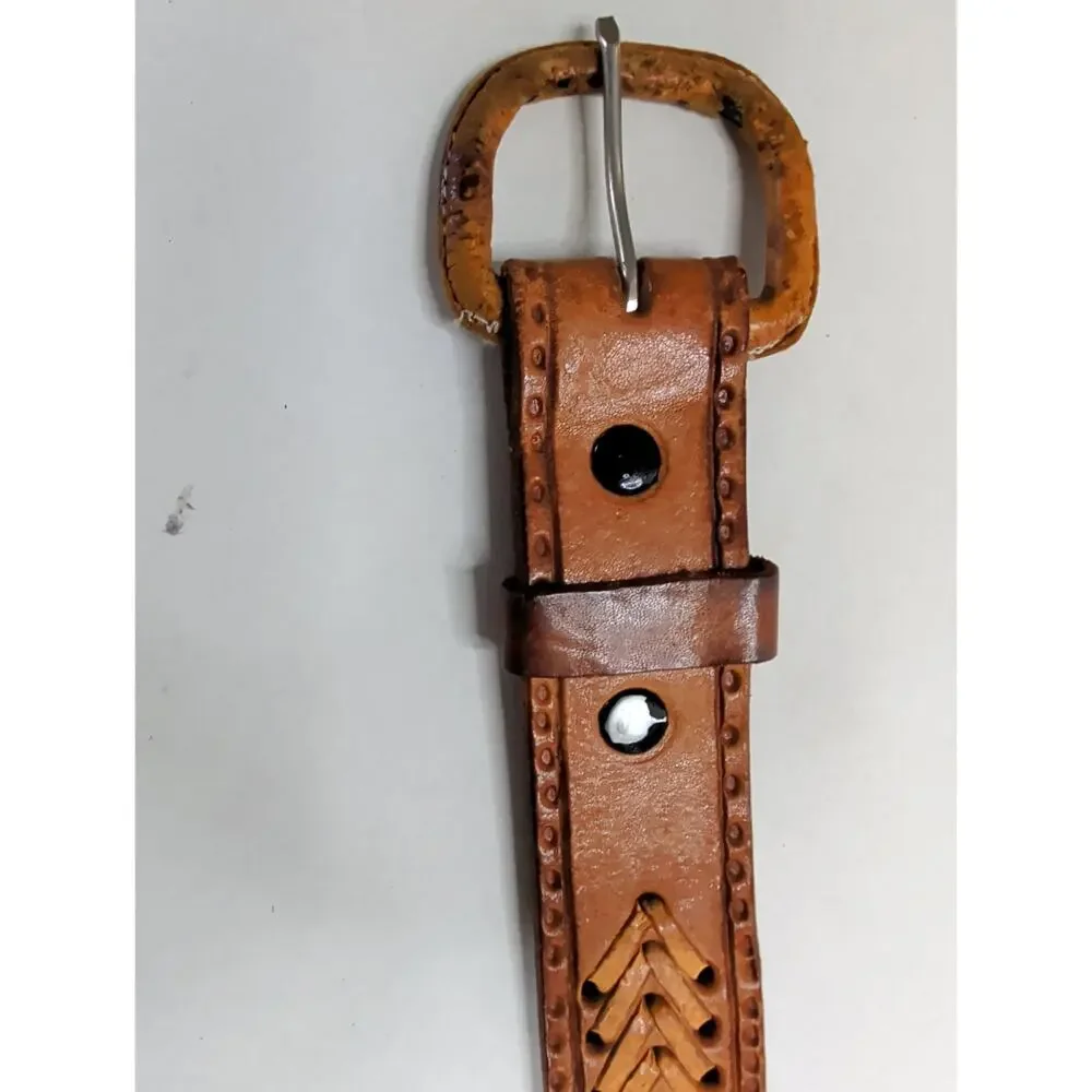Eagle Embossed Braided Genuine Full Leather Hand Tooled Western 42Belt 47
